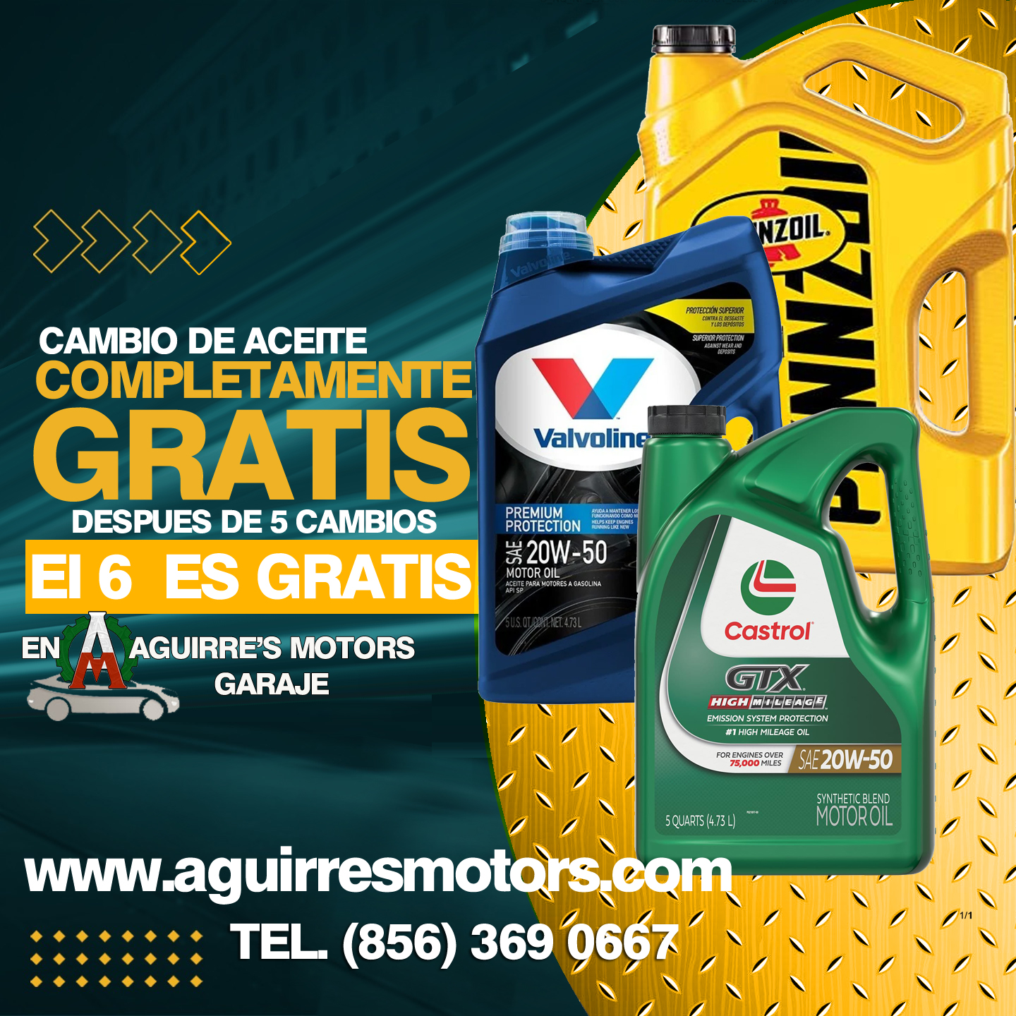Cuando cambias el aceite a tus 6 autos solo pagas 5 y te llevas el 6to gratis